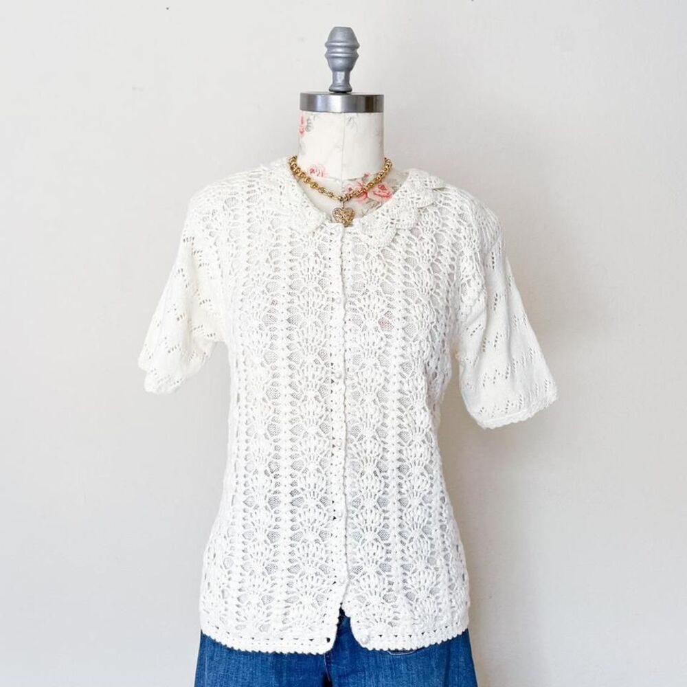 Jaclyn smith cream‎ short sleeve sweater womens medium